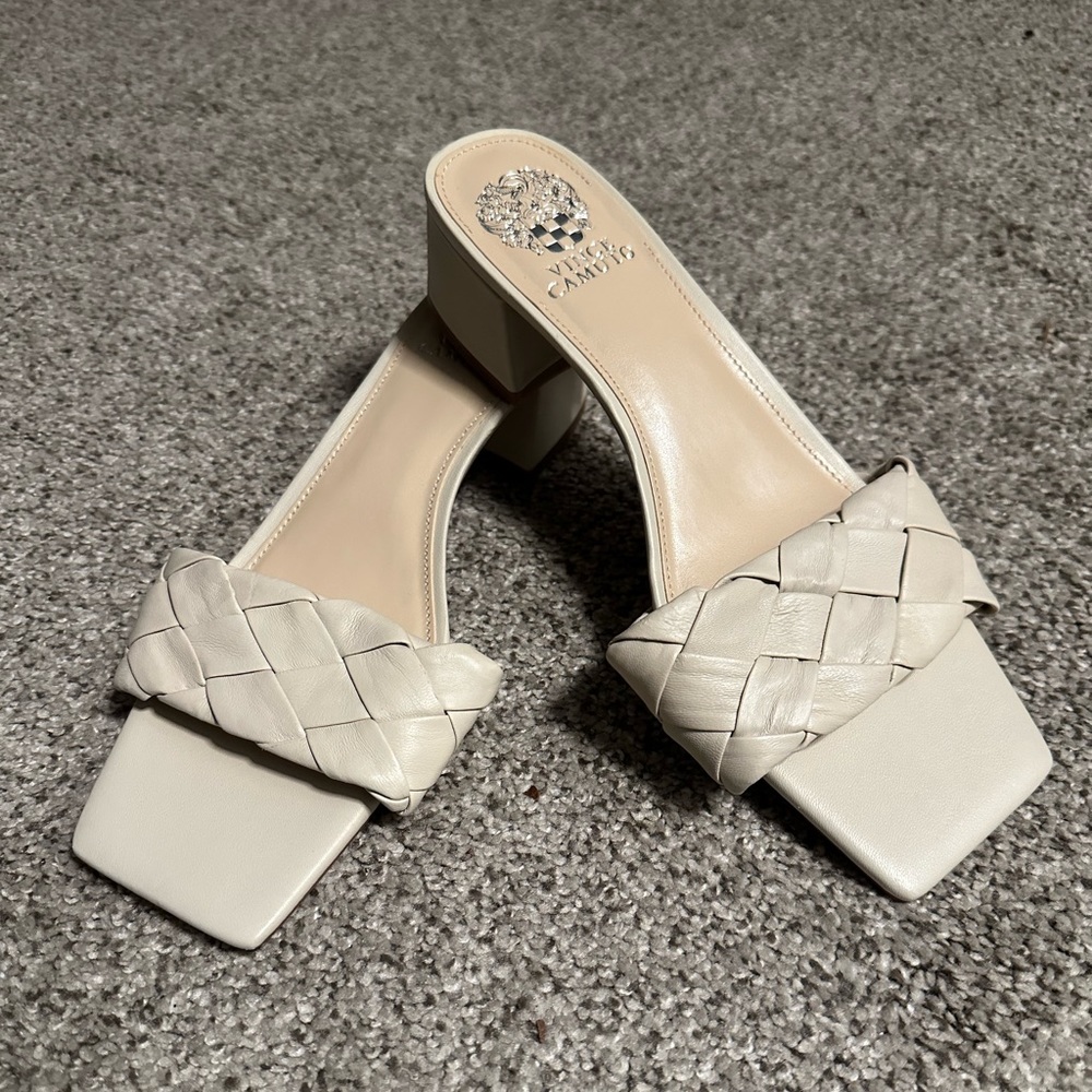 Vince Camuto Cream Braided Slide Sandals